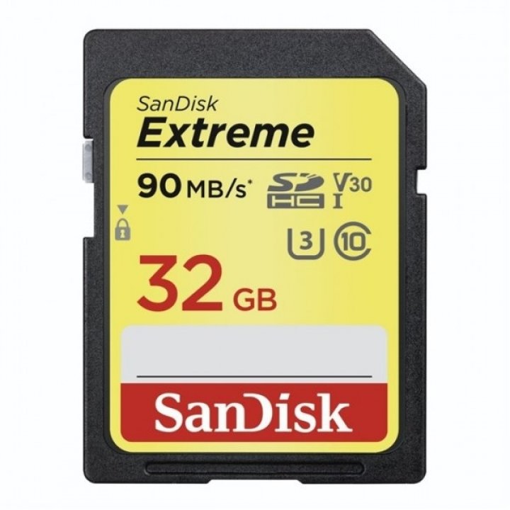 SanDisk Extreme SDXC™ 32 GB memóriakártya(100MB/s olvasási / 70MB írási sebesség ) UHS-I, Class 10, U3, V30